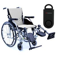 Karman S-Ergo 115 Ultra Lightweight Ergonomic Wheelchair | Seat Size 18" X 17" | Upgraded to Elevating Legrests | Fixed Wheels in Silver & Free 130 dB Black Personal Safety Alarm/Siren!