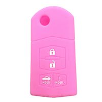 Ezzy Auto Pink 4 Buttons Silicone Rubber Key Fob Case Key Cover Key Jacket Skin Protector fit for Mazda 3 5 6 Mazda CX-7