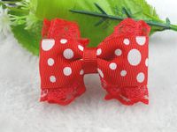 18 Pcs Grosgrain/lace Ribbon Bow Dot Appliques Craft Wedding (Red)