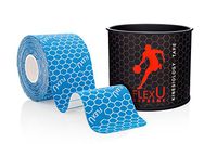 FlexU Supreme; Blue Kinesiology Tape; Pre-Cut 1 Roll Pack; Therapeutic Recovery Sports Tape; Advanced Strength & Flexibility Properties; Longer Lasting; Professional Grade