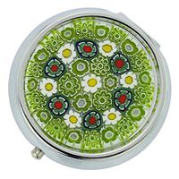 GlassOfVenice Murano Glass Millefiori Pill Box - Silver Round