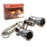 HQRP 3 x 25 Opera Glasses Binocular w/Crystal Clear Optic (CCO) Platinum Pearl with Silver Necklace Chain