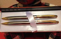 Cross Avitar Avatar Medalist"Chrome & 23KT Gold" Pen & Pencil Set New in Gift Box
