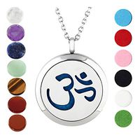 PiercingJ 15pcs 316L Surgical Stainless Steel Aromatherapy Essential Oil Diffuser Felt Pads Necklace 24" Chain Locket Pendant with 7 Healing Chakra Jewelry Necklaces for Women Men + Gift Box