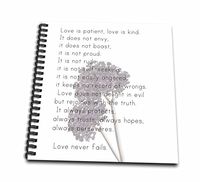 3dRose db_56229_1 Love is Patient, Love is Kind Verse with Lavender Flowers Inspirational Drawing Book, 8 by 8-Inch