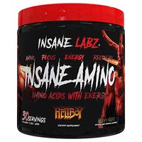 Insane Labz Insane Amino Hellboy Edition, BCAA with Energy Focus Muscle Recovery, Intra Workout Powder, 2 1 1 Branched Chain Amino Acid Powder, 30 Srvgs, Lemonade