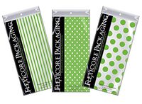 Flexicore Packaging | Pin Stripe & Polka Dot Gift Wrap Tissue Paper | Size: 15 Inch X 20 Inch | Count: 30 Sheets | Color: Bright Green | DIY Craft, Art, Wrapping, Decorations