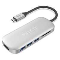 HooToo USB C Hub, 6-in-1 USB C Adapter with 4K USB C to HDMI, 3 USB 3.0 Ports, SD Card Reader, PD Charging Port for MacBook/Pro/Air, Chromebook and More USB C Devices (Silver)