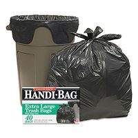 Handi-Bag HAB6FTL40 Super Value Pack Trash Bags, 33gal, .65mil, 32.5 x 40, Black, 40/Box