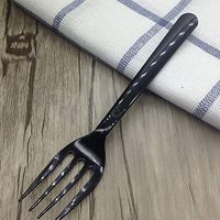 Plastic Forks 100Pcs/pack Long Handle Fork Reusable Plastic Disposable Forks Party Picnic Pack Tableware Thickening Fine Food Knife Hot Sale (Black)