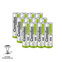 Camelion AA NH Solar Rechargeable Batteries 600mAh (12 Counts) for Solar Powered Devices, Solar Lawn Light, Solar Light, Solar lamp, Lawn Light, Free Battery Storage Box