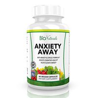 Bio Naturals Anxiety Away Anti-Anxiety & Stress Relief Supplement - Herbal Blend with Ashwagandha, 5-HTP, Chamomile, Hawthorn & Valerian - Enhances Mood, Promotes Calmness & Relaxation - 60 Capsules
