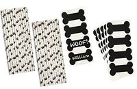 Dog Bone Vinyl Chalkboard Labels - Dog Paw Print Paper Drinking Straws - 48 Labels and 50 Straws
