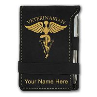 Mini Notepad, Veterinarian, Personalized Engraving Included (Black)