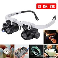 QFXFL LED Magnifier Glasses, Magnifier 8X 15X 23X Double Eye Jewelery Watch Repair Tools Loupes Eyewear Magnifying Glass Light F0129