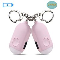 IEIK Safe Personal Alarm, 130db Rechargeable Safe Sound Alarm Siren Song for Women Keychain, LED Flashlight, Self Defense Security Personal Safety Alarm, 2Pack (Pink)
