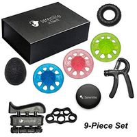 Serenilite Hand Grip Strengthening & Training Kit - Forearm Exercise Workout Set - Grip Strengthener, Finger, Wrist Exerciser for Climbing & Instruments - Physical Therapy Muscle Builder (Jet Black)