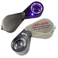 QZY 30X Magnifying Glass Illuminated Stamp Jeweler LED UV Lens Loupe Magnifier With Metal Construction,Best Pocket Folding