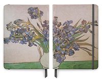 Van Gogh Art - PU (Vegan) Leather A5 Notebook - Lined Pages - Irises in Vase