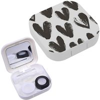 Portable Contact Lens Case Box Travel Kit Mirror + Bottle + Tweezers Container Holder [ Heart ]