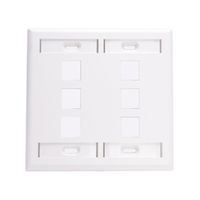 Leviton 42080-6WP 6-Port Dual Gang QuickPort Wallplate with ID Windows, White
