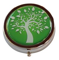 Tree of Life Round Silver Three Compartment Pocket/Purse/Travel Pill Box Case