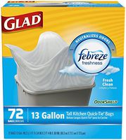 Glad Odorshield Tall Kitchen Quick-Tie Trash Bags - 13 Gallon, Fresh Clean, 72 Count