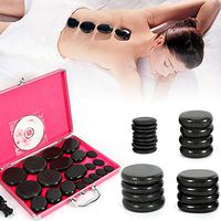 Hot Stones Massage Set, 20 Pcs Massage Stone Heater Kit Natural Basalt Hot Rocks Kit Hot Stone Massage Kit Spa Rock Stones Relaxing, Healing, Pain Relief (US Stock)