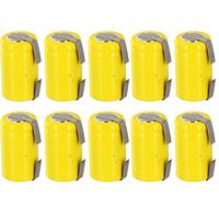 10pc 1/2AA 1.2V 300mAh NiCD Rechargeable Assembly Cell Batteries with Tabs for high power static applications (Telecoms, UPS and Smart grid), meters, radios, RC devices