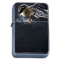 Flip Top Oil Lighter Funny Smoking Animal S10 Smoking Lama Includes Silver Case