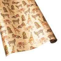 Caspari Wild Christmas Animals Wrapping Paper, 2 Rolls, Gold, 2 Count