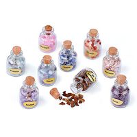 Kissitty 9pcs Tiny Glass Wishing Bottles Undrilled Healing Tumbled Reiki Gemstone Chip Stone Set Randomly Mixed for DIY Jewelry Making Home Decoration