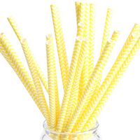Paper Straws Drinking Chevron Party Straws Disposable Drinkware Straws for Birthday Wedding Halloween Thanks Giving yellow Pack of 25