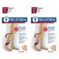 Truform Compression 30-40 mmHg Thigh High Open Toe Stockings Beige, Large, 2 Count