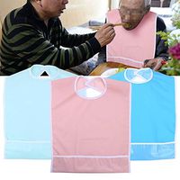 Adult Bib Waterproof Elder Eating Bib Messy Dinner Clean Clothing Protector Aid Care, Orange Pink
