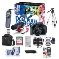 Canon EOS Rebel T7i DSLR Video Creator Kit with EF-S 18-55mm is Lens, Rode VideoMic Go, 32GB SD Card - Bundle with Camera Case, 58mm Filter Kit, Remote Shutter Trigger, Software Package, and More