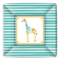 Boston International 8 Count Rosanne Beck Square Paper Dessert Plates, Giraffe