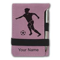 Mini Notepad, Soccer Player Woman, Personalized Engraving Included (Pink)