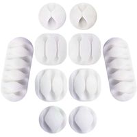 Cable Organizer White, Cord Management, Cable Clips, Wire Management System, 10 Pieces, Self Adhesive for Your Wires, Charging and Mouse Cord Form Whellen