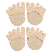 Healifty 2 Pairs Invisible Five Toe Topper Socks Heelless Forefoot Half Boat Socks (Apricot)