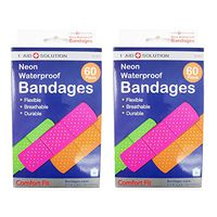 JMK 120 Neon Adhesive Waterproof Bandages Strip 3/4 Kids Children First Aid by 1st Aid Solution