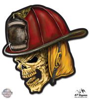 GT Graphics Firefighter Skull - 5" Vinyl Sticker - for Car Laptop I-Pad - Waterproof Decal