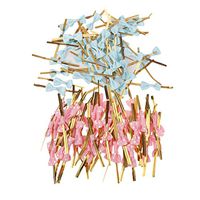 Baoblaze 100 Pieces 8 cm Metallic Bow Twist Ties for Wedding Party Sweets Candy Cello Bags Biscuit Sealing Decor Gift Wrapping Blue & Pink