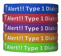 The MORin Store Type 1 Diabetes Bracelets Silicone Medical Alert Wristbands (Pack of 5) Adults & Kids Sizes (9 inches)