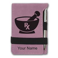 Mini Notepad, Rx Pharmacy Symbol, Personalized Engraving Included (Pink)