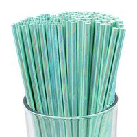 Just Artifacts Iridescent Decorative Party Paper Straws (100pcs, Seafoam)