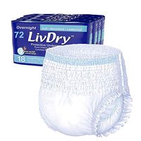 LivDry Adult S Incontinence Underwear, Overnight Comfort Absorbency, Leak Protection, Small, 72-Pack