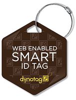 Dynotag Web Enabled Smart Deluxe Steel Property ID Tag + Steel Ring, with DynoIQ & Lifetime Recovery Service. Hexagon (Brown)