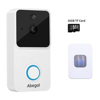 Abegal Wireless Video Doorbell, 1080P Full HD WiFi Smart Doorbell with Chime & 16GB SD Card, Two-Way Audio, Night Vision, PIR Motion Detection Home Security System Doorbell (White)