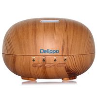 Delippo Cool Mist Humidifier 300ml Wood Grain Essential Oil Diffuser 8 Hours Auto Shut-Off,7 Colors Fashion Ultrasonic Aroma Humidifier for Home Baby Bedroom Office Yoga Spa